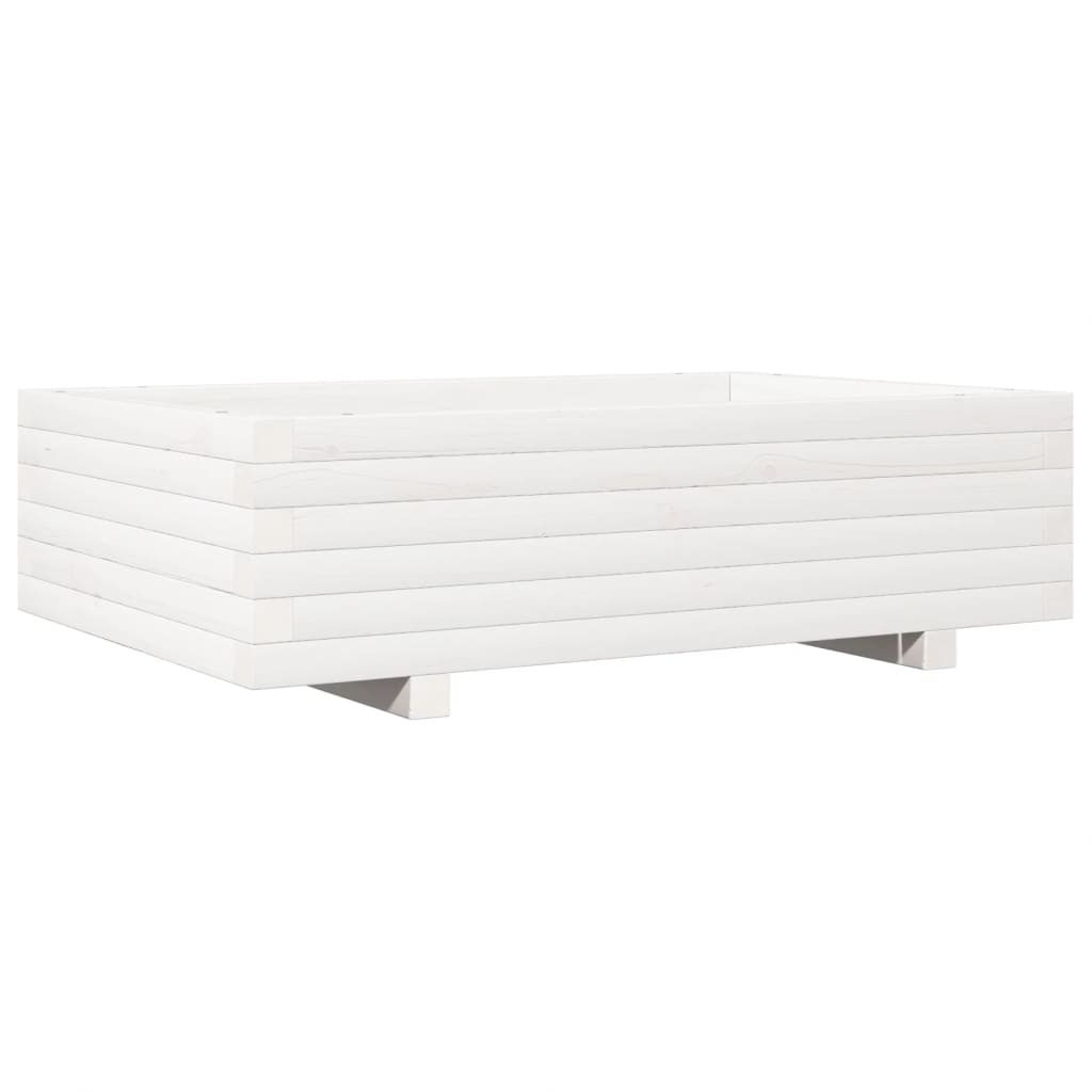 VidaXL Plantenbak 90x60x26,5 cm massief grenenhout wit