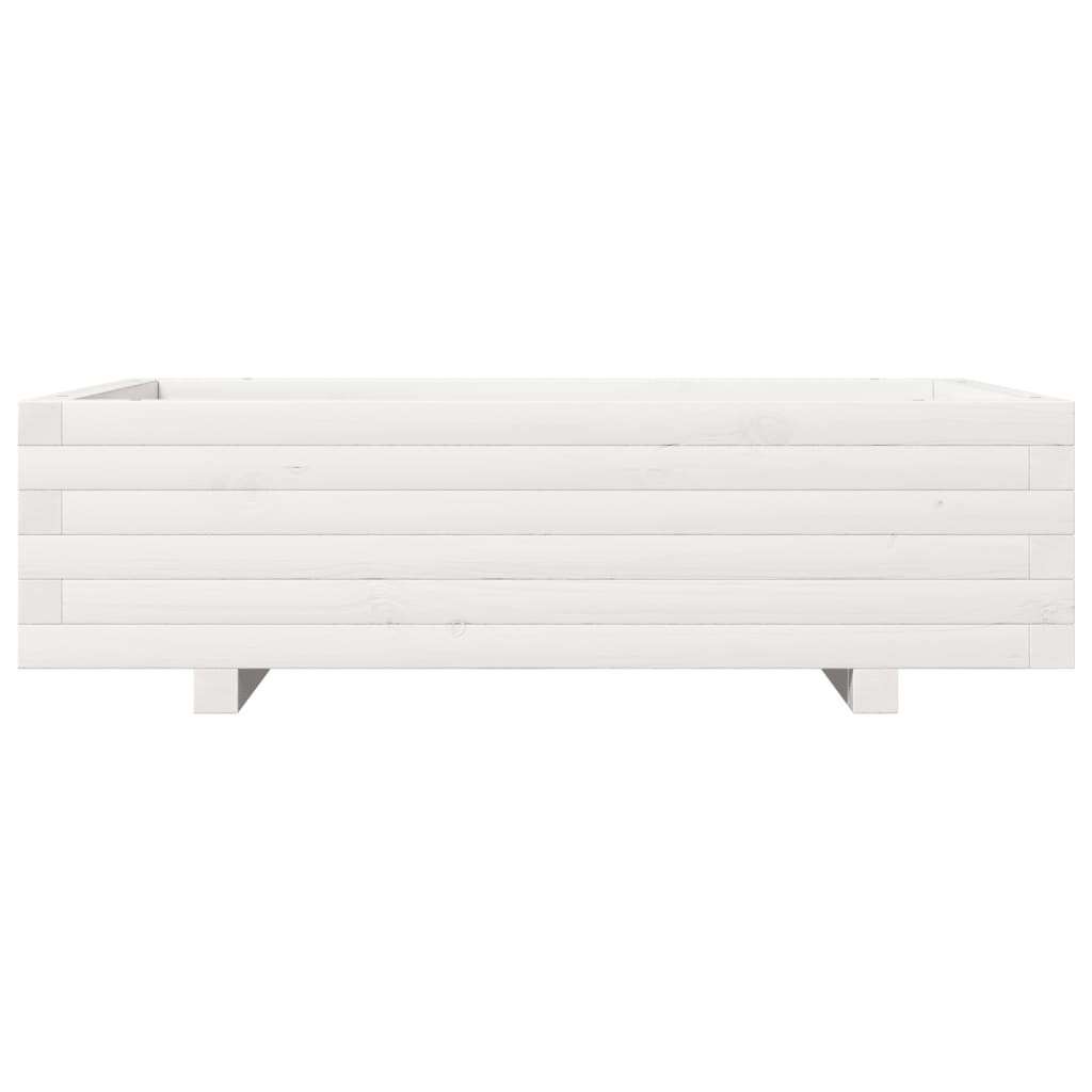VidaXL Plantenbak 90x60x26,5 cm massief grenenhout wit