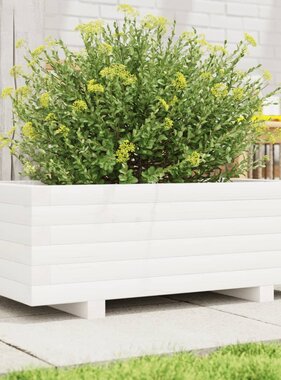 VidaXL Plantenbak 70x40x26,5 cm massief grenenhout wit