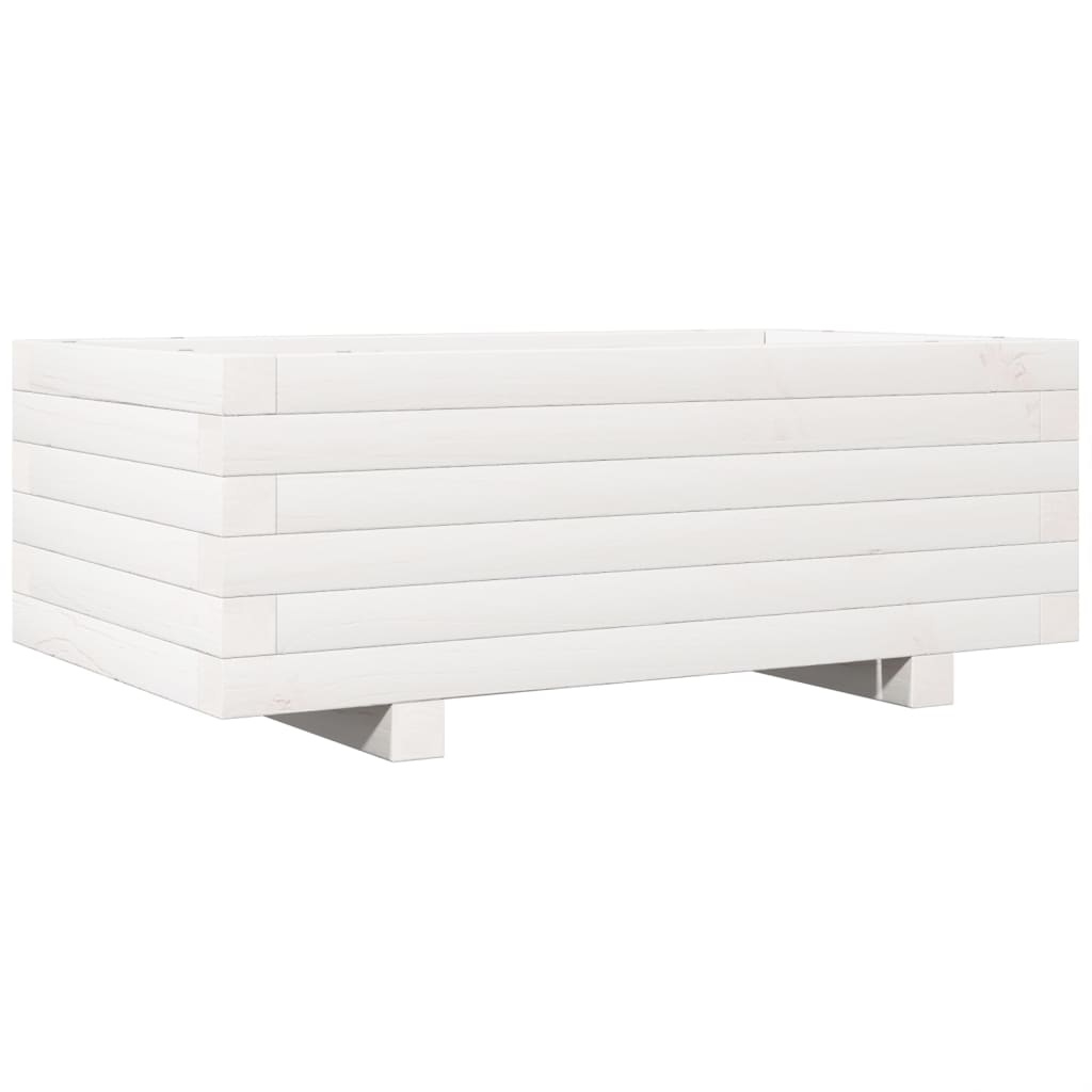 VidaXL Plantenbak 70x40x26,5 cm massief grenenhout wit