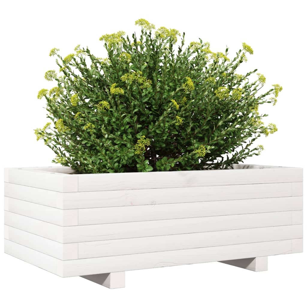 VidaXL Plantenbak 70x40x26,5 cm massief grenenhout wit