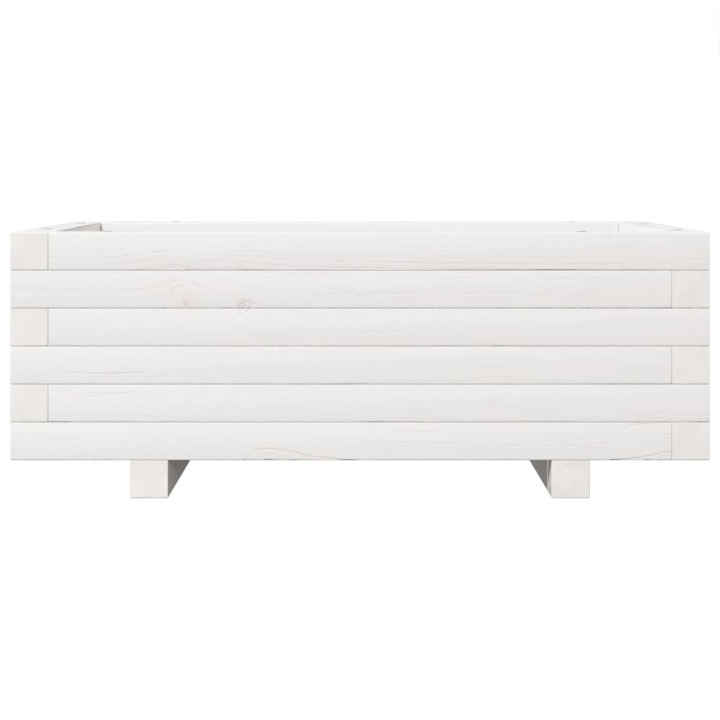 VidaXL Plantenbak 70x40x26,5 cm massief grenenhout wit