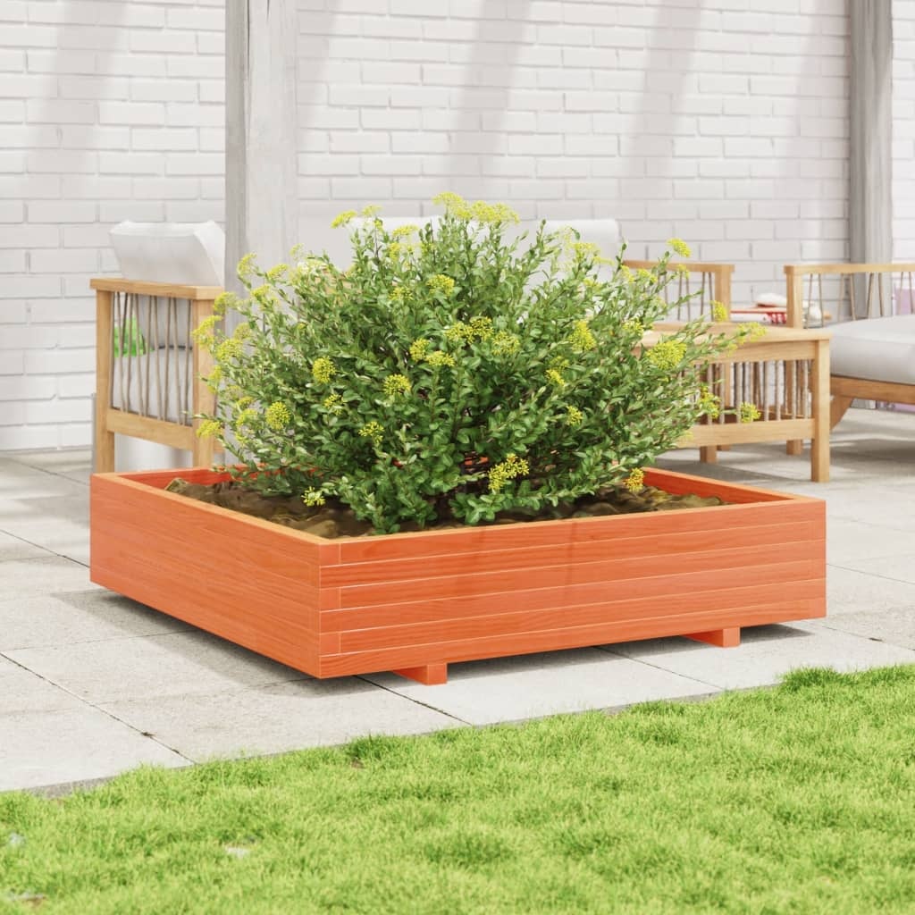 VidaXL Plantenbak 110x110x26,5 cm massief grenenhout wasbruin