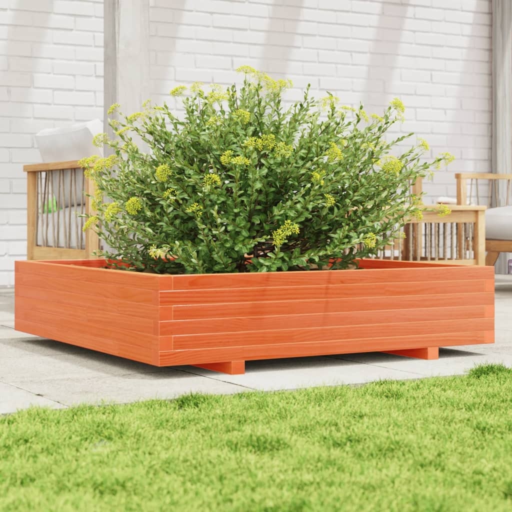 VidaXL Plantenbak 110x110x26,5 cm massief grenenhout wasbruin