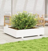 VidaXL Plantenbak 110x110x26,5 cm massief grenenhout wit