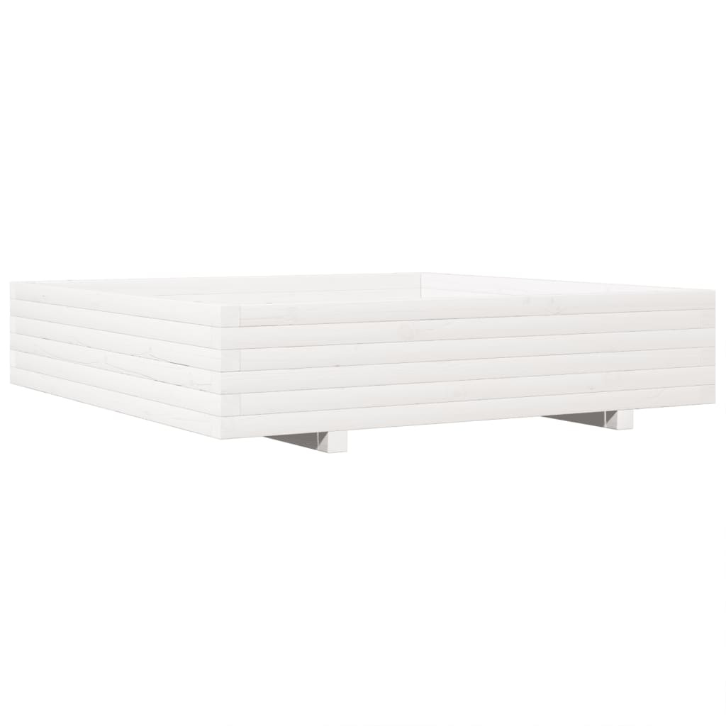 VidaXL Plantenbak 110x110x26,5 cm massief grenenhout wit