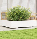 VidaXL Plantenbak 110x110x26,5 cm massief grenenhout wit