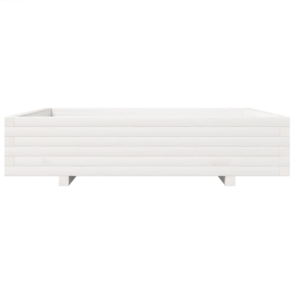 VidaXL Plantenbak 110x110x26,5 cm massief grenenhout wit