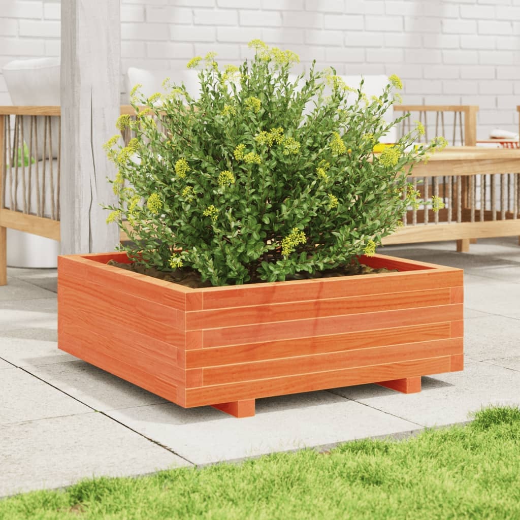 VidaXL Plantenbak 70x70x26,5 cm massief grenenhout wasbruin