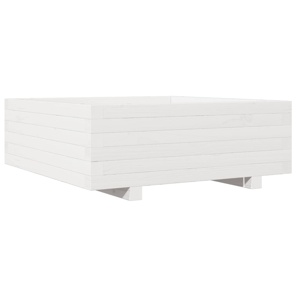 VidaXL Plantenbak 70x70x26,5 cm massief grenenhout wit