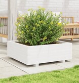 VidaXL Plantenbak 70x70x26,5 cm massief grenenhout wit