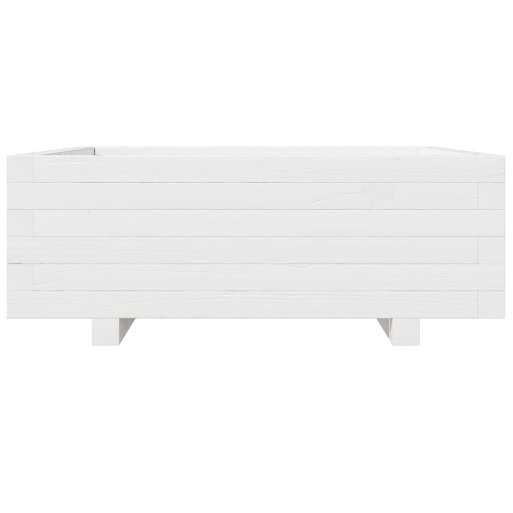 VidaXL Plantenbak 70x70x26,5 cm massief grenenhout wit