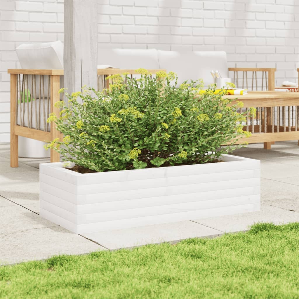 VidaXL Plantenbak 90x40x23 cm massief grenenhout wit