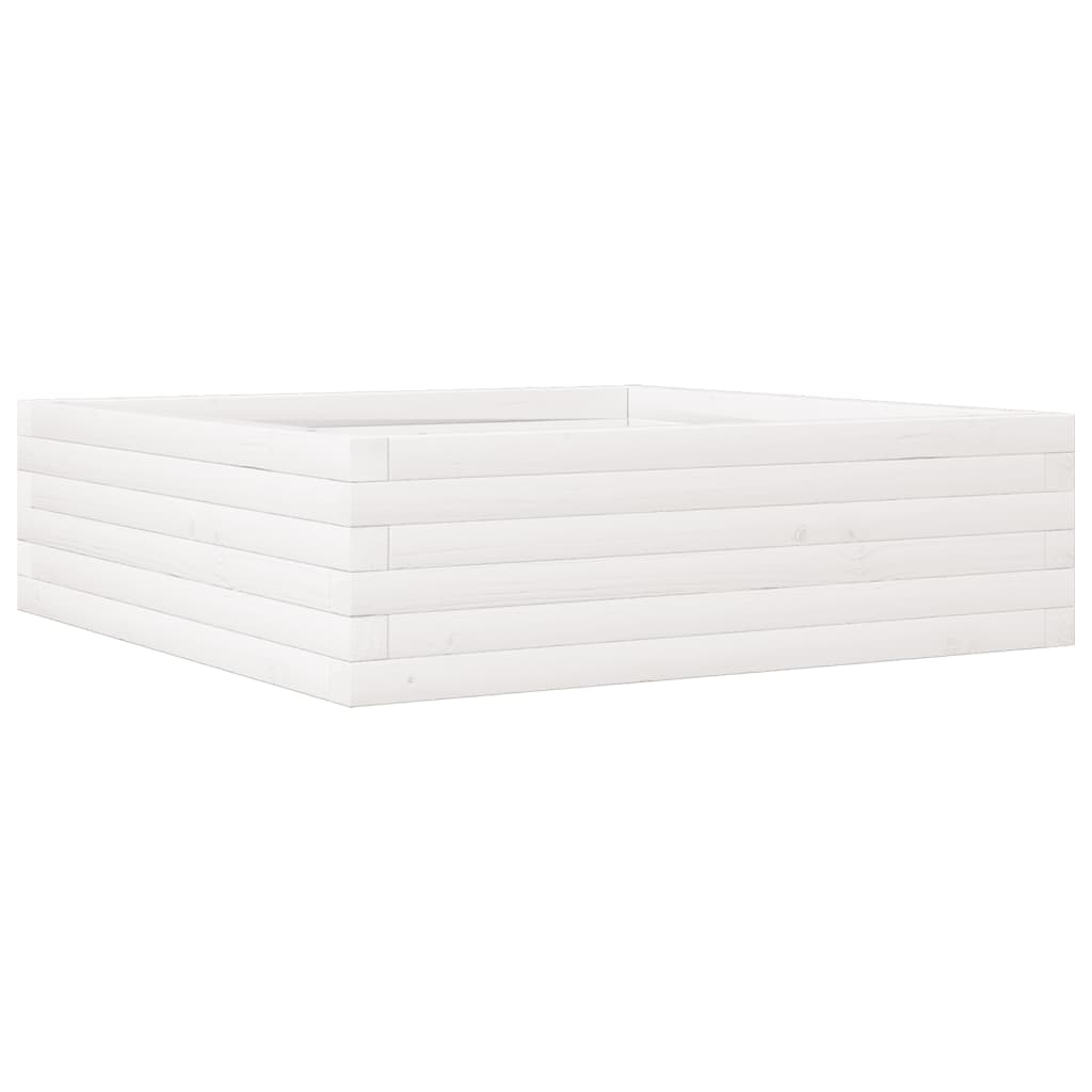 VidaXL Plantenbak 80x80x23 cm massief grenenhout wit