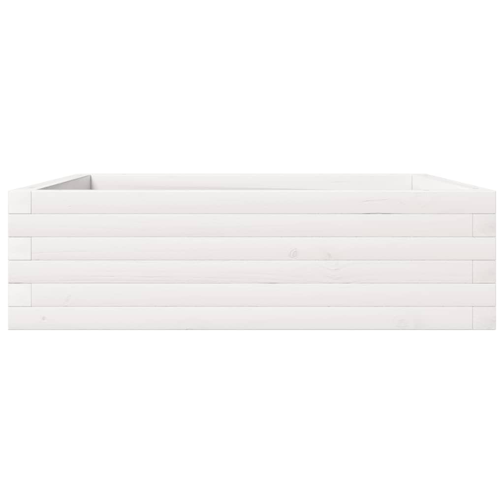 VidaXL Plantenbak 80x80x23 cm massief grenenhout wit