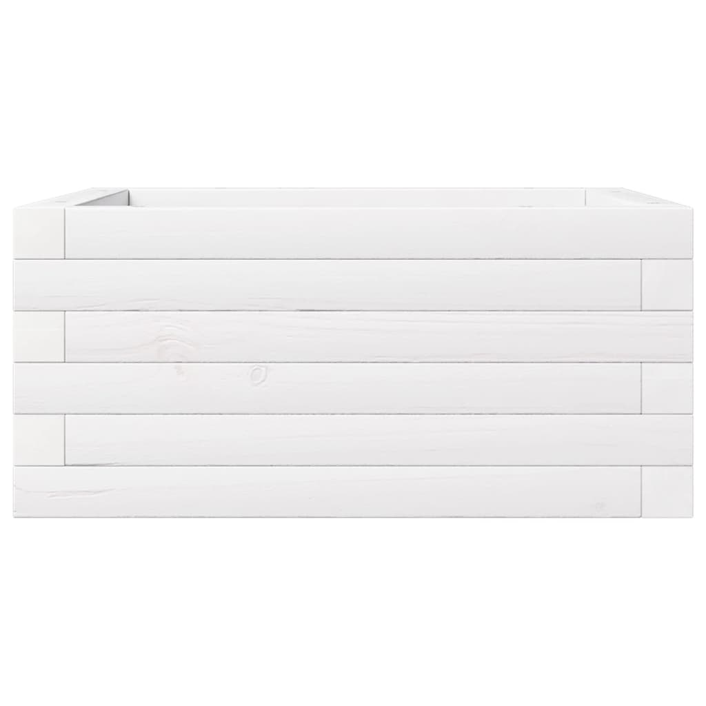 VidaXL Plantenbak 50x50x23 cm massief grenenhout wit