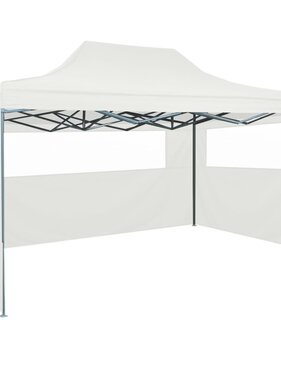 VidaXL Partytent met 3 zijwanden inklapbaar 3x4,5 m wit