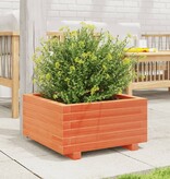 VidaXL Plantenbak 50x50x26,5 cm massief grenenhout wasbruin