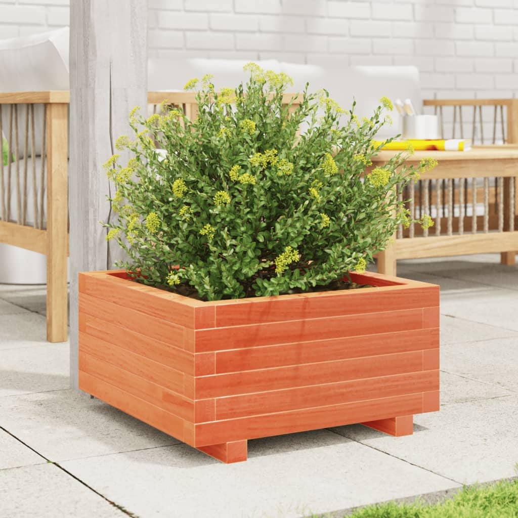 VidaXL Plantenbak 50x50x26,5 cm massief grenenhout wasbruin