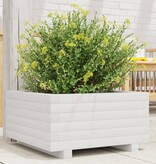 VidaXL Plantenbak 50x50x26,5 cm massief grenenhout wit