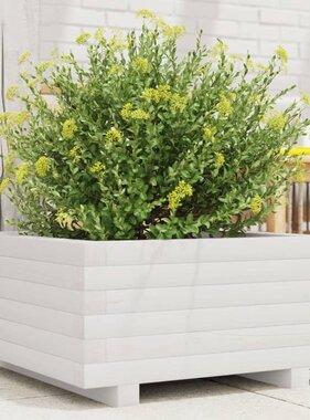 VidaXL Plantenbak 50x50x26,5 cm massief grenenhout wit