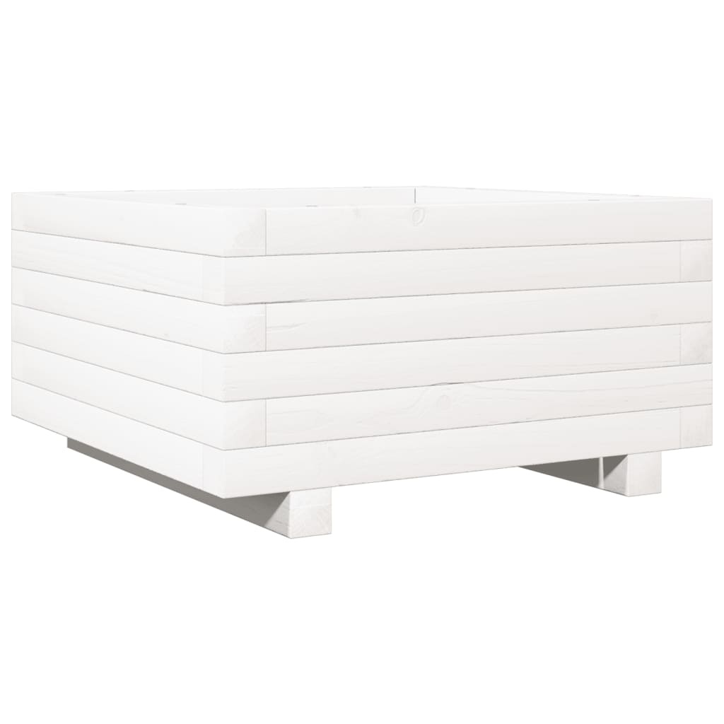 VidaXL Plantenbak 50x50x26,5 cm massief grenenhout wit