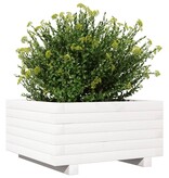 VidaXL Plantenbak 50x50x26,5 cm massief grenenhout wit