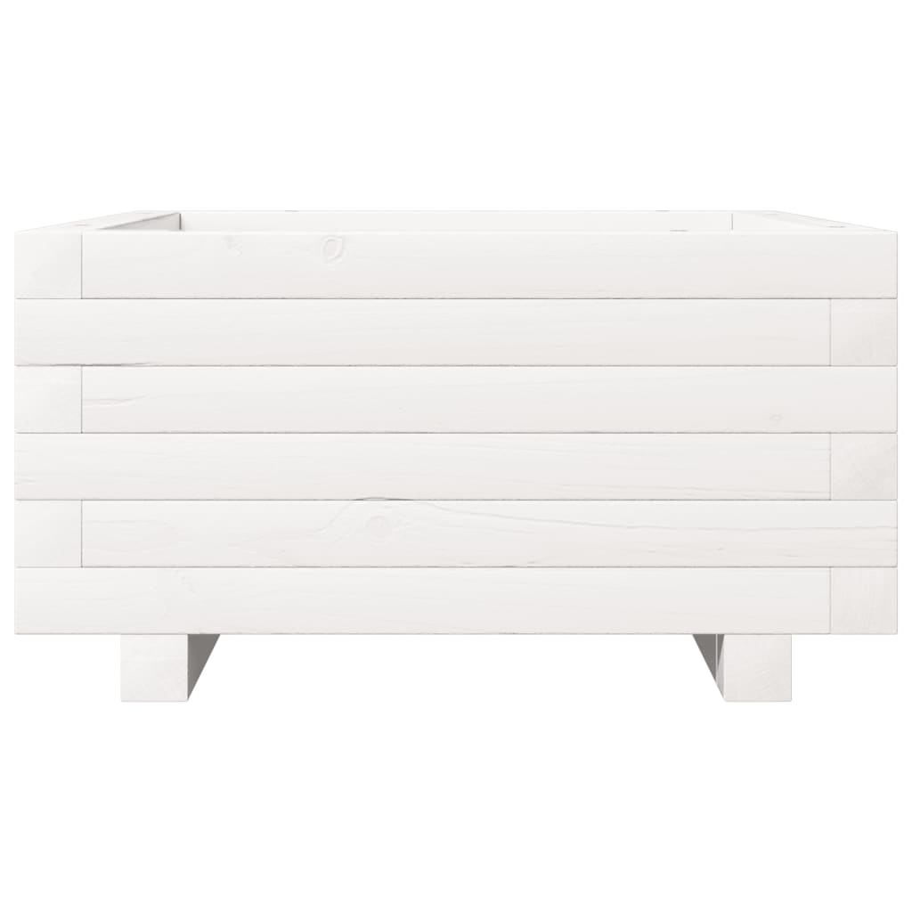 VidaXL Plantenbak 50x50x26,5 cm massief grenenhout wit