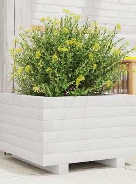 VidaXL Plantenbak 40x40x26,5 cm massief grenenhout wit