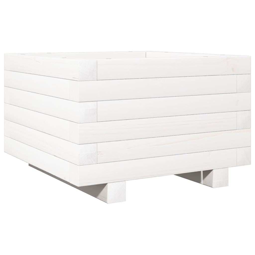 VidaXL Plantenbak 40x40x26,5 cm massief grenenhout wit