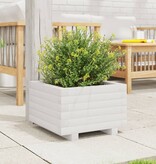 VidaXL Plantenbak 40x40x26,5 cm massief grenenhout wit