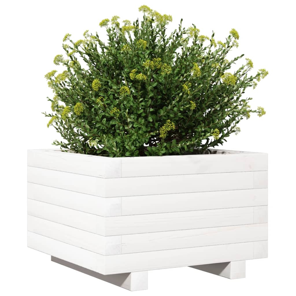 VidaXL Plantenbak 40x40x26,5 cm massief grenenhout wit