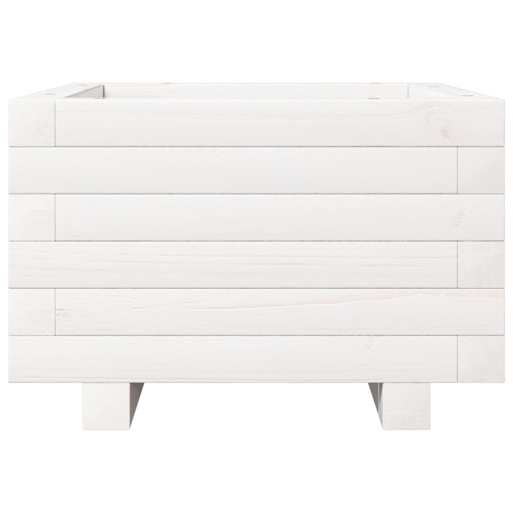 VidaXL Plantenbak 40x40x26,5 cm massief grenenhout wit
