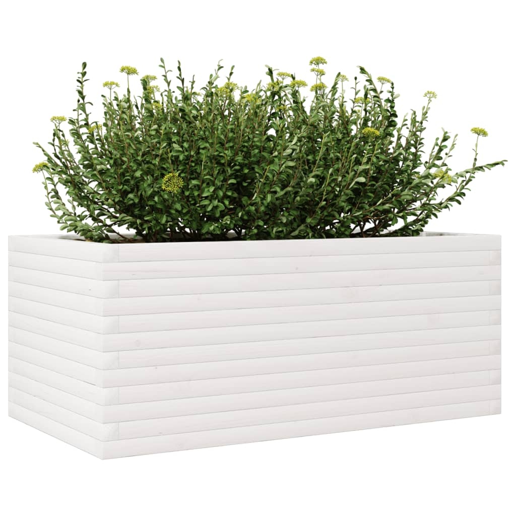 VidaXL Plantenbak 110x60x45,5 cm massief grenenhout wit
