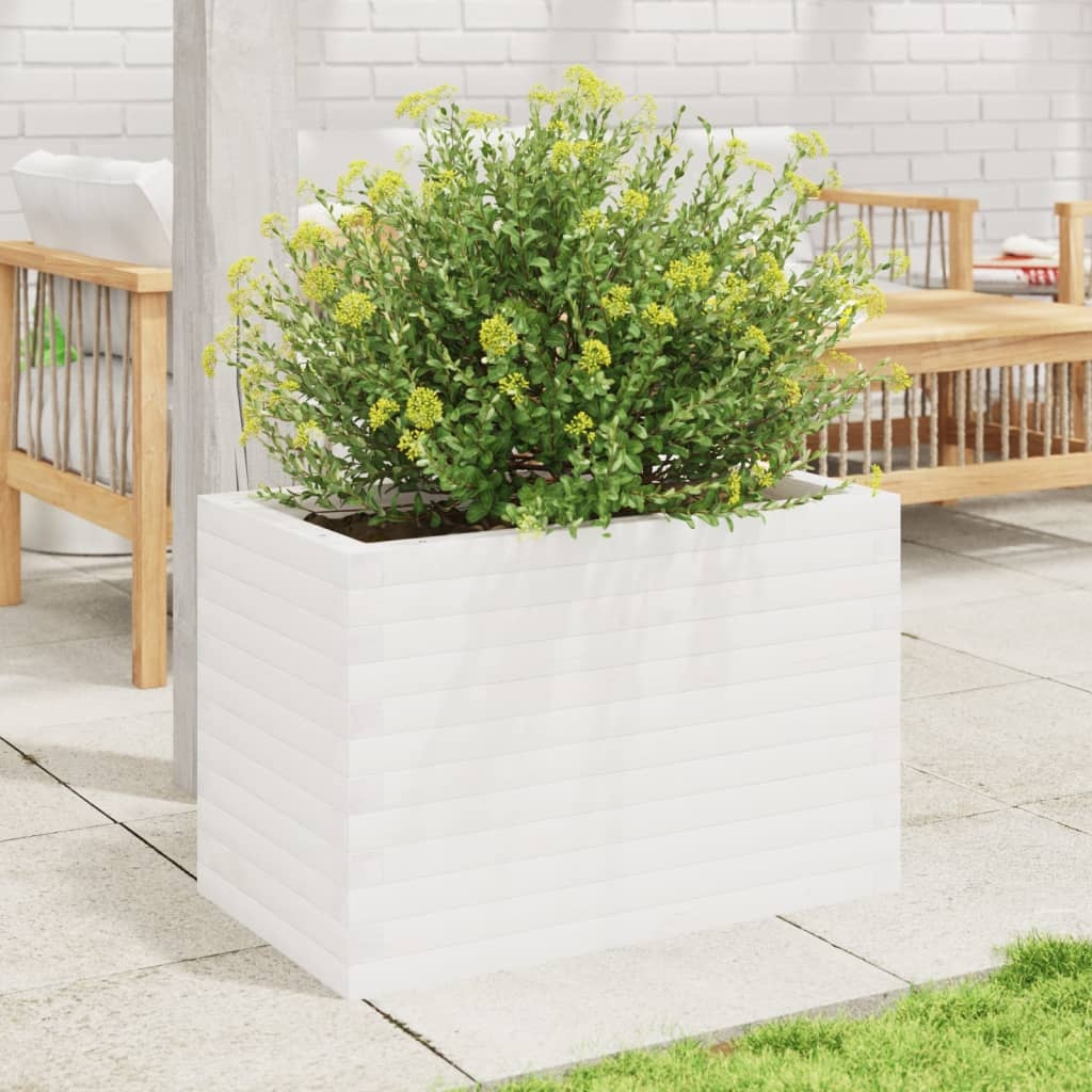 VidaXL Plantenbak 70x40x45,5 cm massief grenenhout wit