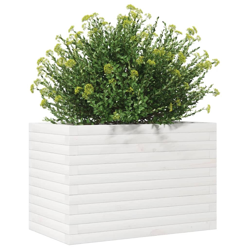 VidaXL Plantenbak 70x40x45,5 cm massief grenenhout wit