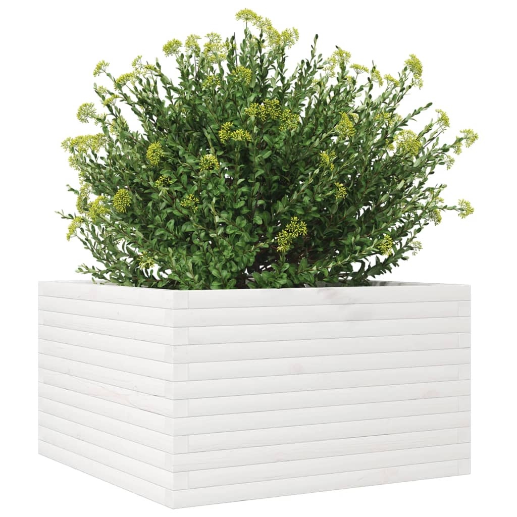 VidaXL Plantenbak 80x80x45,5 cm massief grenenhout wit