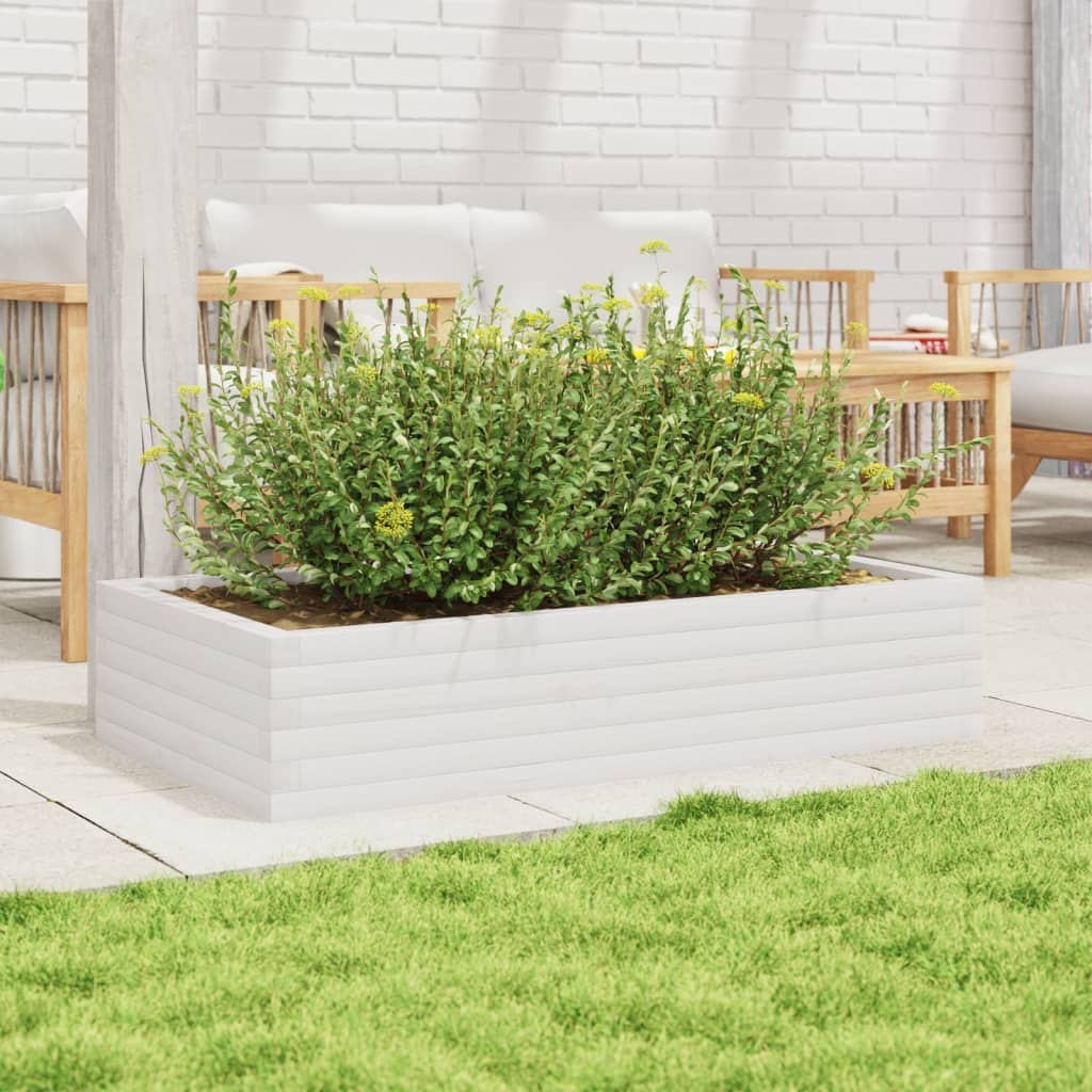 VidaXL Plantenbak 110x60x23 cm massief grenenhout wit