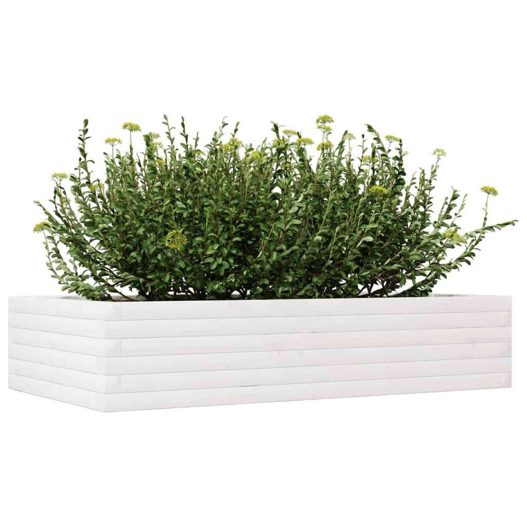 VidaXL Plantenbak 110x60x23 cm massief grenenhout wit