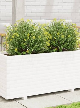 VidaXL Plantenbak 110x40x49,5 cm massief grenenhout wit