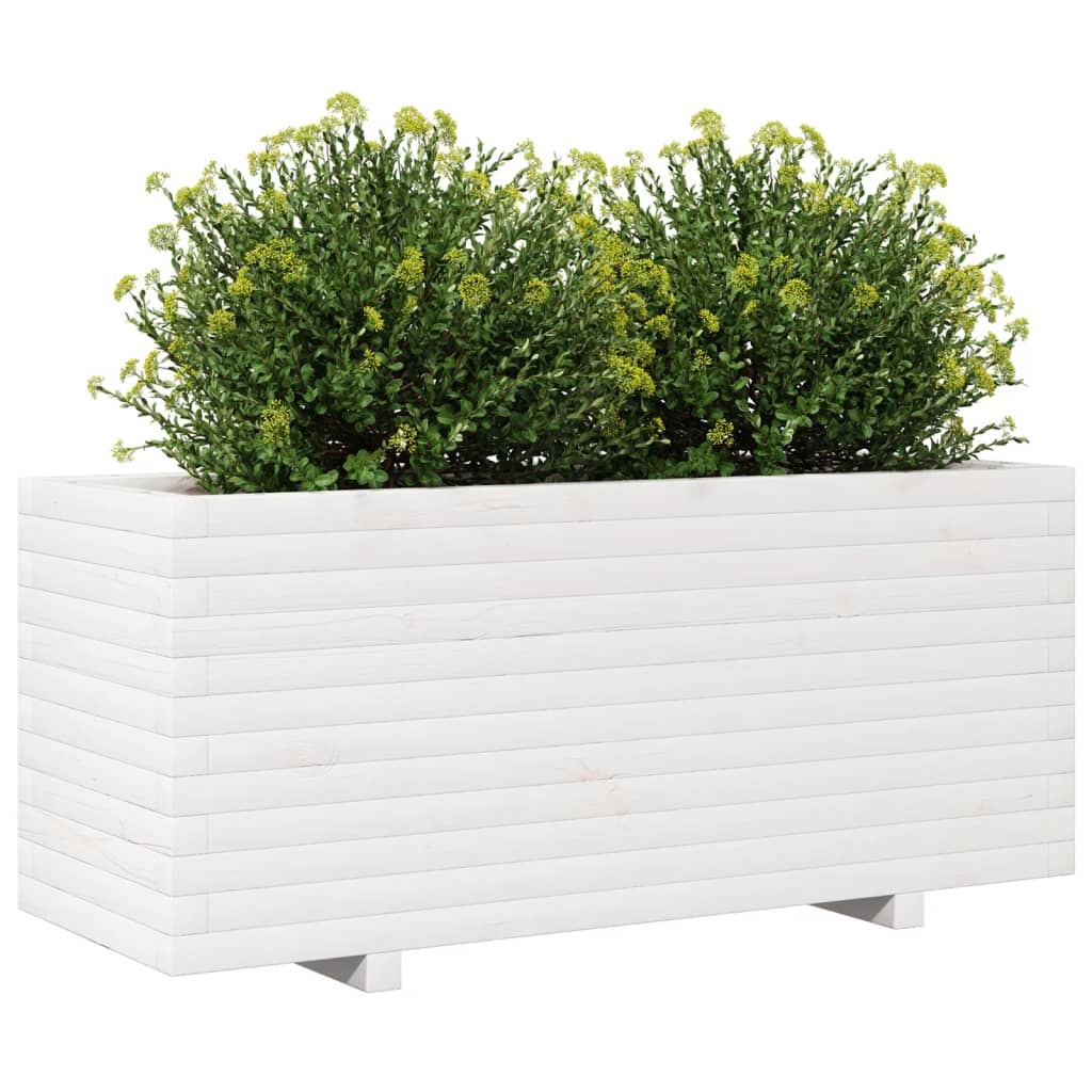 VidaXL Plantenbak 110x40x49,5 cm massief grenenhout wit