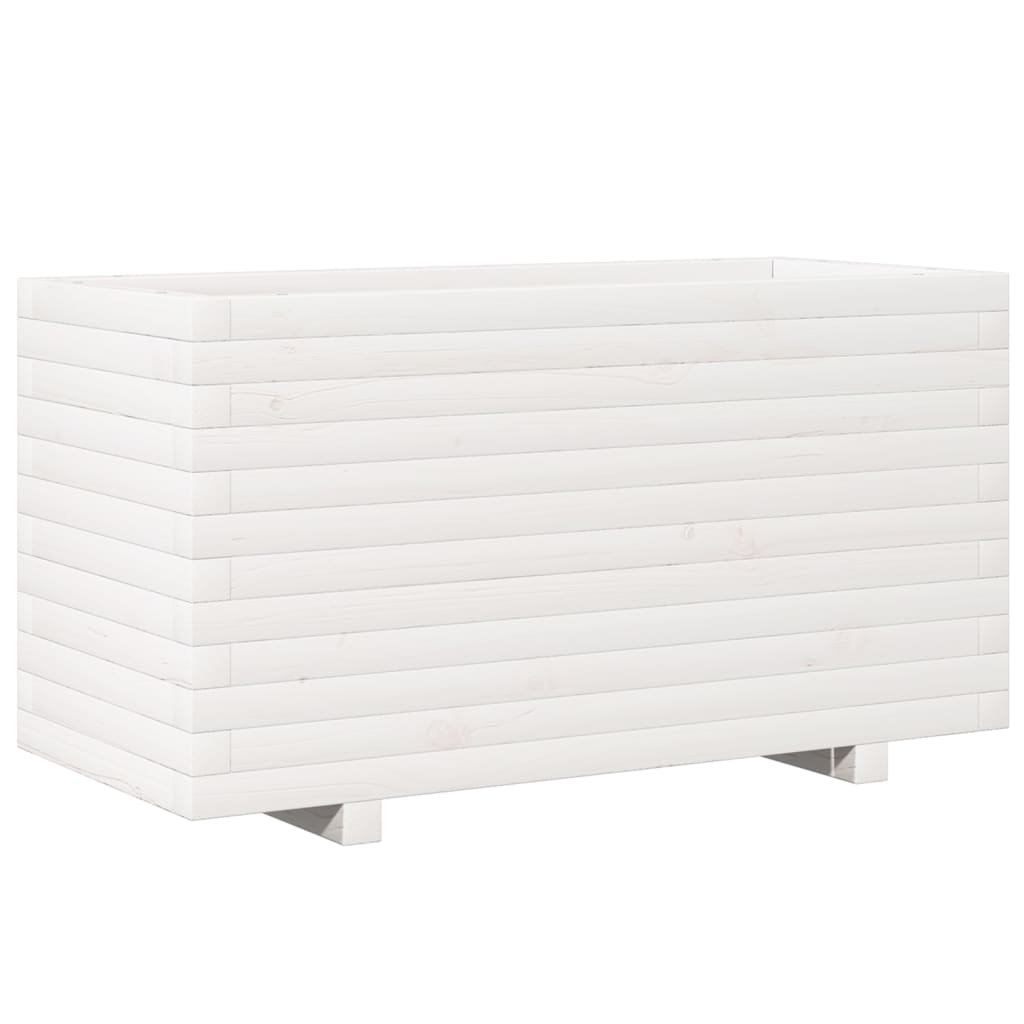 VidaXL Plantenbak 90x40x49,5 cm massief grenenhout wit