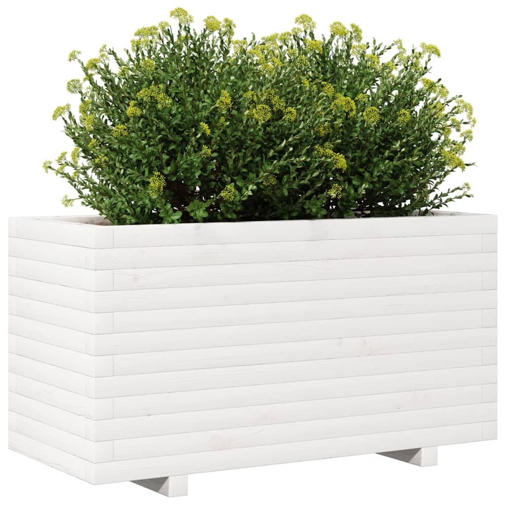 VidaXL Plantenbak 90x40x49,5 cm massief grenenhout wit