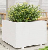 VidaXL Plantenbak 70x70x49,5 cm massief grenenhout wit