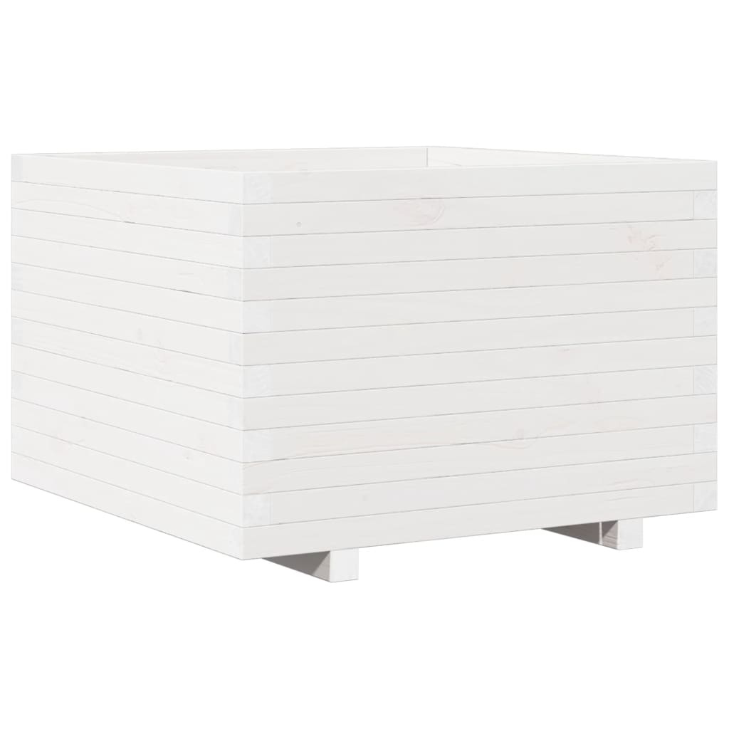 VidaXL Plantenbak 70x70x49,5 cm massief grenenhout wit