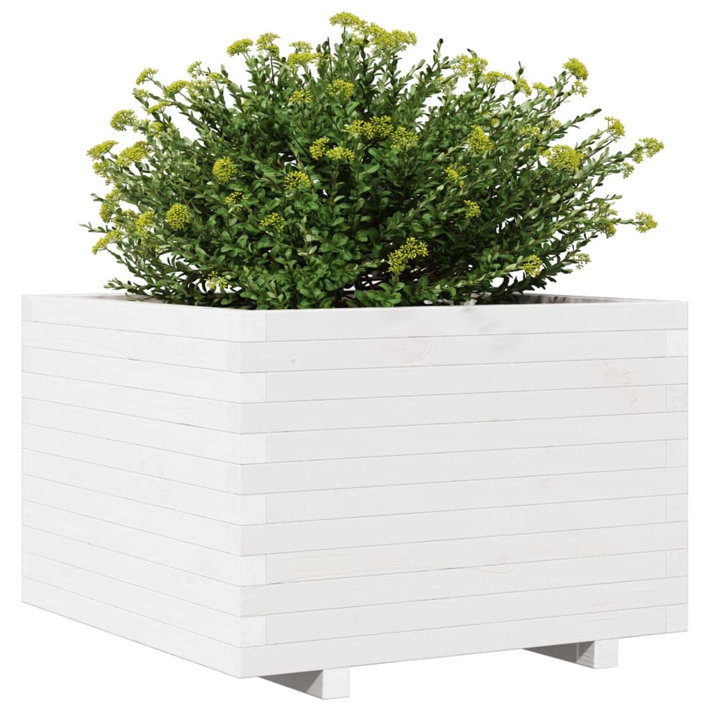 VidaXL Plantenbak 70x70x49,5 cm massief grenenhout wit
