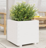 VidaXL Plantenbak 60x60x49,5 cm massief grenenhout wit