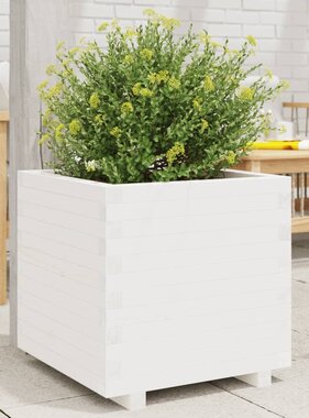 VidaXL Plantenbak 60x60x49,5 cm massief grenenhout wit