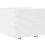 VidaXL Plantenbak 60x60x49,5 cm massief grenenhout wit