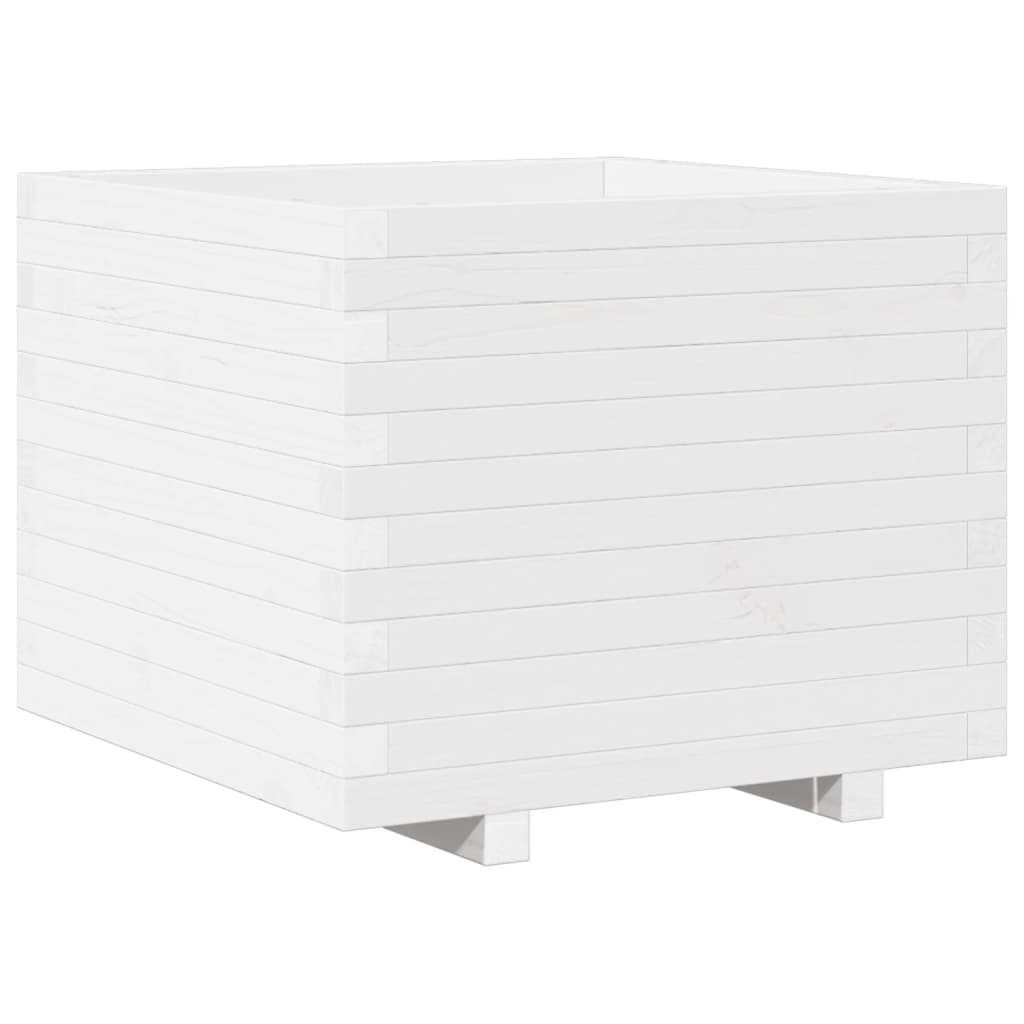VidaXL Plantenbak 60x60x49,5 cm massief grenenhout wit
